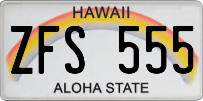 HI license plate ZFS555