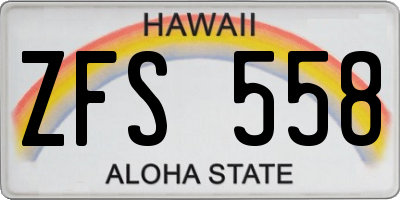HI license plate ZFS558