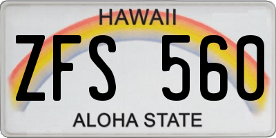 HI license plate ZFS560