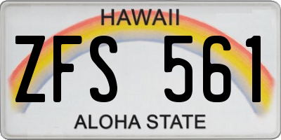 HI license plate ZFS561
