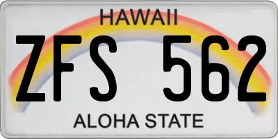 HI license plate ZFS562