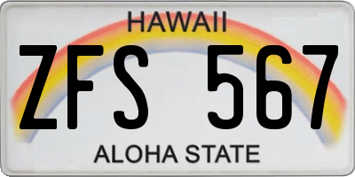 HI license plate ZFS567