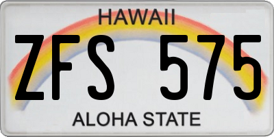 HI license plate ZFS575