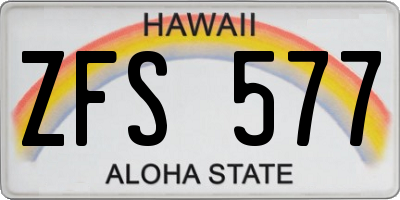 HI license plate ZFS577