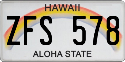HI license plate ZFS578