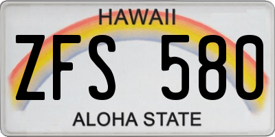 HI license plate ZFS580