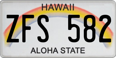 HI license plate ZFS582