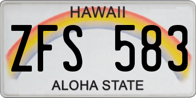 HI license plate ZFS583