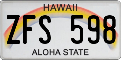 HI license plate ZFS598