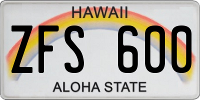 HI license plate ZFS600