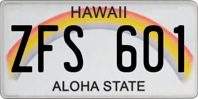 HI license plate ZFS601