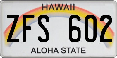 HI license plate ZFS602