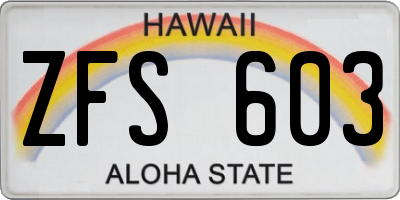 HI license plate ZFS603