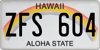 HI license plate ZFS604