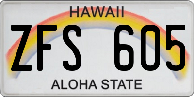 HI license plate ZFS605