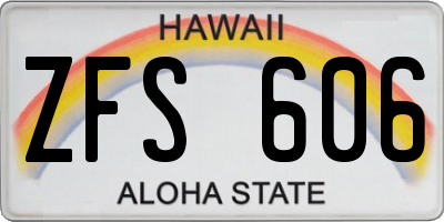HI license plate ZFS606