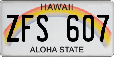 HI license plate ZFS607