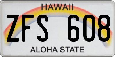 HI license plate ZFS608