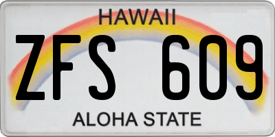 HI license plate ZFS609