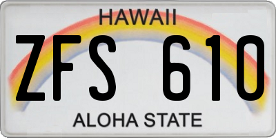 HI license plate ZFS610
