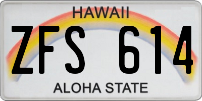 HI license plate ZFS614