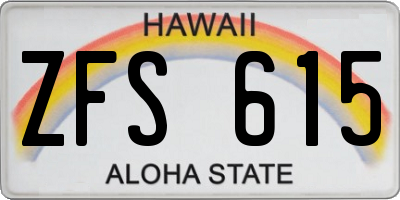 HI license plate ZFS615