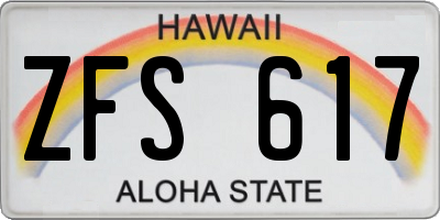 HI license plate ZFS617