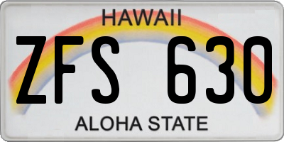 HI license plate ZFS630