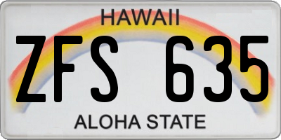 HI license plate ZFS635