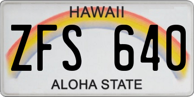 HI license plate ZFS640
