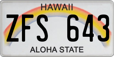 HI license plate ZFS643