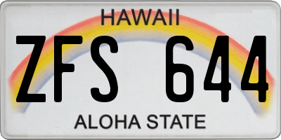 HI license plate ZFS644