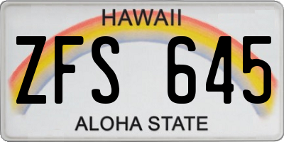 HI license plate ZFS645