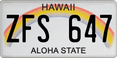 HI license plate ZFS647