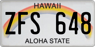 HI license plate ZFS648