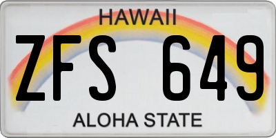 HI license plate ZFS649