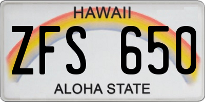 HI license plate ZFS650