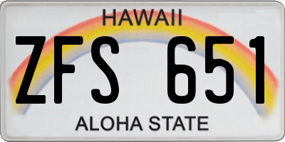 HI license plate ZFS651