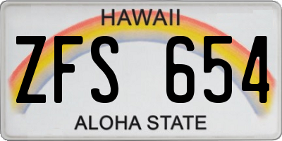 HI license plate ZFS654