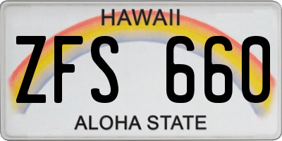 HI license plate ZFS660