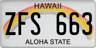 HI license plate ZFS663