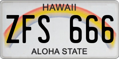 HI license plate ZFS666