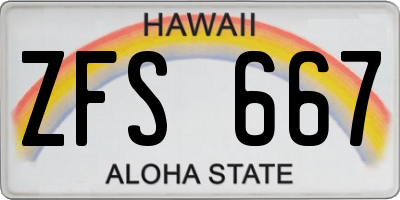 HI license plate ZFS667