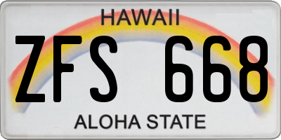 HI license plate ZFS668