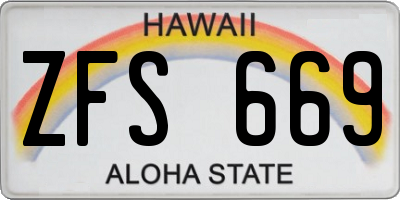 HI license plate ZFS669
