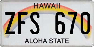 HI license plate ZFS670