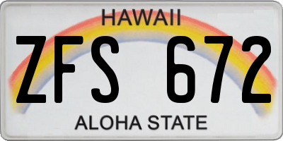 HI license plate ZFS672