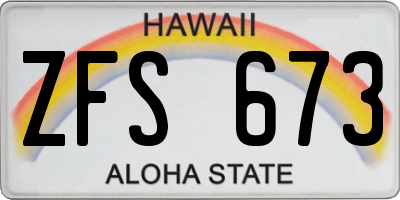 HI license plate ZFS673