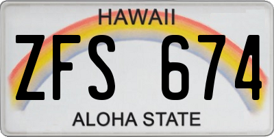 HI license plate ZFS674