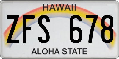HI license plate ZFS678